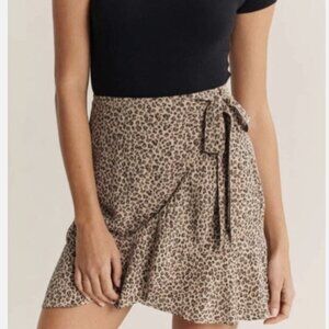 Abercrombie & Fitch Cheetah Print Wrap Mini Skirt | Medium | Ruffle Hem
